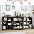 thumbnail image 4 of 3-Tier Rustic Brown Wooden Bookshelf - Adjustable Wide Bookcase with Open Shelves, Anti-Tip & Anti-Slip, Tall Display Storage for Home Office, Living Room, 4 of 5