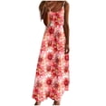 thumbnail image 2 of Ovzne Robes d'Été pour Femmes Robe pour Femme Robes d'Été pour Femmes Imprimé Sans Manches Col Rond Robe Décontractée Longues Robes Robe de Vacances Imprimée Liquidation, 2 of 5