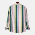 thumbnail image 4 of Chemise à Manches Longues pour Homme Mode Homme Automne Hiver Poche Latérale Simple Col Montant Chemise à Manches Longues Rayée Haut, 4 of 9