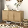 thumbnail image 2 of HOMCOM Buffet Bohème avec Portes en Rotin et Tablette Ajustable Bois Naturel, 2 of 10
