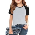 thumbnail image 2 of MIASHUI T-Shirts Garçons Filles Coton Col Rond Basique Superposition Usage Quotidien, Gris, 6-7 Ans, 2 of 3