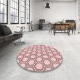thumbnail image 4 of Ahgly Company Tapis Rond Lavable en Machine Intérieur Transitionnel Rouge Indien, 8 Pieds Rond, 4 of 7