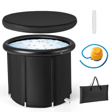 Costway Portable Ice Bath Tub Multiple Layered Foldable Freestanding Bath Tub Black