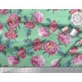 thumbnail image 3 of Soimoi Green polyester Crepe Fabric Leaves & Floral Decor Fabric Printed BTY 42 Inch Wide, 3 of 3