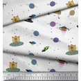 thumbnail image 3 of Soimoi Modal Satin Fabric Planet,Animal & Spaceship Cartoon Print Sewing Fabric Yard 42 Inch Wide, 3 of 3