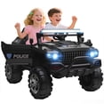 thumbnail image 1 of Aosom 2-Seater Kids Ride-On Car 12V RC 2-Seater Police Truck Electric Car For Kids with Full LED Lights, MP3, Parental Remote Control (Black), 1 of 8