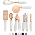 thumbnail image 1 of (White) - COOK With colour 7 Pc Kitchen Gadget Set Copper Coated Stainless Steel Utensils with Soft Touch Nylon White Handles, 1 of 7