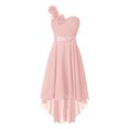 thumbnail image 1 of RUNQHUI Robe à une Épaule pour Enfants Filles en Chiffon Demoiselle d'Honneur Robe Haute Basse Robe de Soirée Formelle Rose 6, 1 of 6