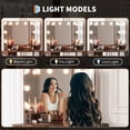 thumbnail image 2 of EDTara Corner Vanity Table with LED Mirror, 3-Fold Mirror, Power Station, USB Outlets, and Stool for Bedroom, 2 of 5