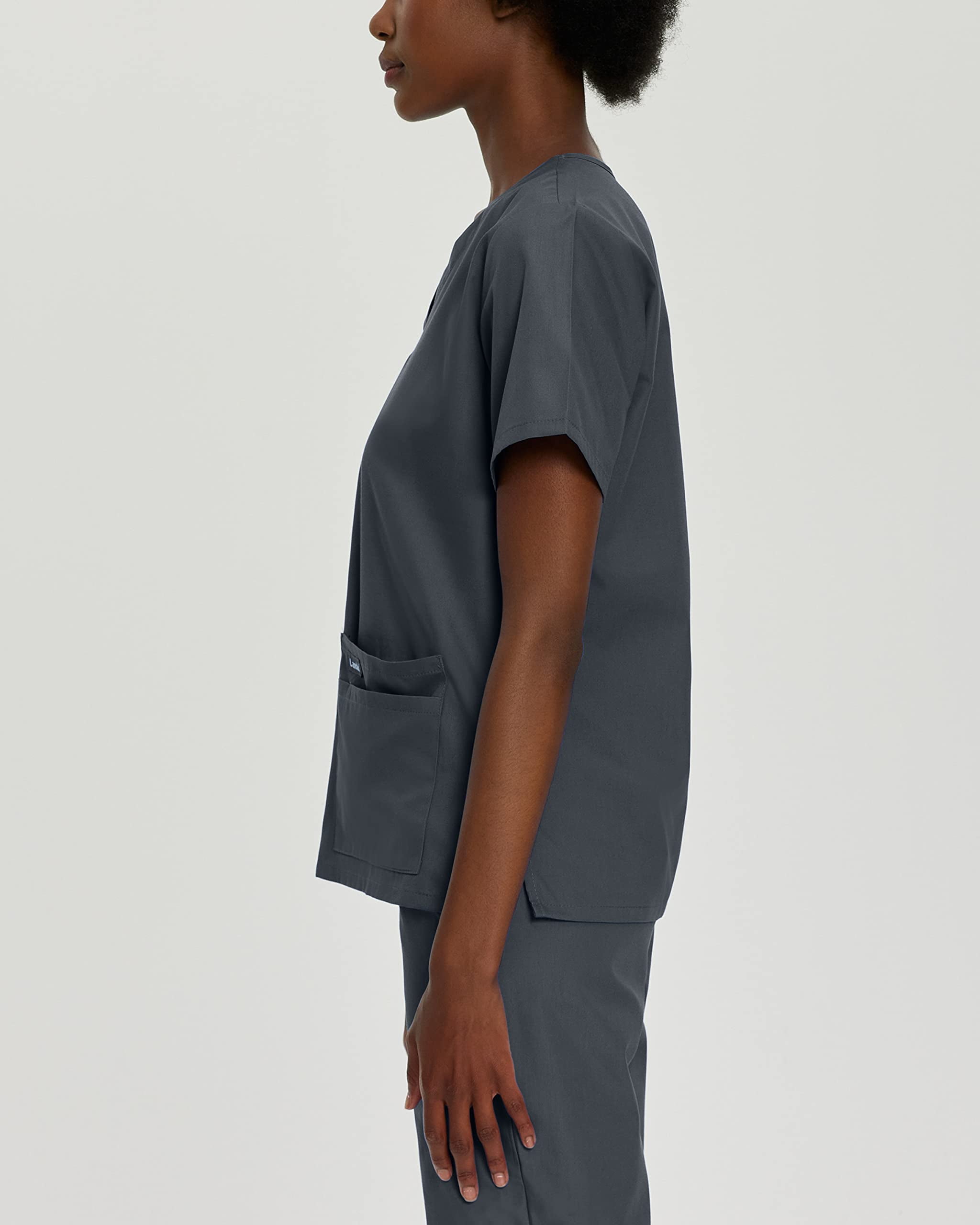 Landau Essentials Scrub Top for Women: 4 Pockets, Classic Relaxed Fit, Durable V-Neck 8219