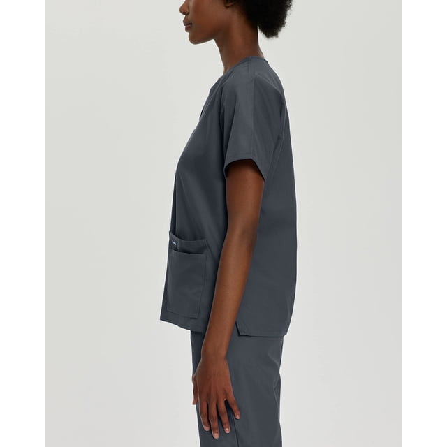 Landau Essentials Scrub Top for Women: 4 Pockets, Classic Relaxed Fit, Durable V-Neck 8219