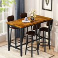 thumbnail image 2 of Lamerge Dining Table Set for 4 Bar Table and Chairs Set Industrial Counter Height Dining Table Set with 4 PU Upholstered Stools Kitchen Pub Table for Kitchen, Restaurant, Space Saving, Rustic Brown, 2 of 4