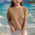 thumbnail image 2 of Posijego Chandails à Manches Courtes pour Filles pour Enfants, Col Rond, Tricot, Chandails à Enfiler, Chemises Décontractées Amples, 2 of 4