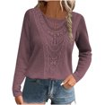 thumbnail image 1 of Penkiiy Pull Décontracté à Manches Longues pour Femmes, Col Rond, Crochet, Léger, Tricoté, Pull-Over, Hauts TG Rose Vif, 1 of 7