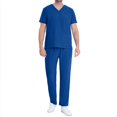 thumbnail image 3 of UPPADA Sarraus Médicaux pour Femmes Ensembles Extensibles Haut à Col en V et Pantalon Cargo à Jambe Grand Ensemble de Sarrau avec Tailles Régulières et Petites Ensemble de Sarrau Athlétique Tenue de Travail d'Infirmière Bleu, TG, 3 of 7