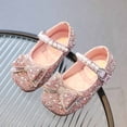 thumbnail image 2 of Princess Shoes for Girls Rhinestone Bowknot Pearl Blingbling Square Close Toe Soft Sole Non Slip Comfortable Dance Wedding Party Spring Summer Flats for 15 Months-7 Years Pink, 2 of 7