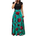 thumbnail image 1 of Robe de Plage à Manches Longues pour Femme à Col Rond à Imprimé Floral, Robe Longue Maxi de Soirée pour Dame, 1 of 2