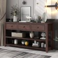thumbnail image 1 of 50" Solid Wood Console Table Sofa Table with Storage Drawers and Bottom Shelf Entryway Table for Entry Hallway Foyer Sofa Couch Table, Espresso, 1 of 8