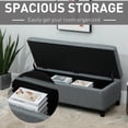 thumbnail image 4 of HOMCOM Linen Fabric Wood Feet Entry Bench, Contemporary Home Decor Grey, 4 of 10