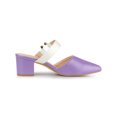 thumbnail image 3 of BLISSFUL STEP Mules pour Femmes Bout Pointu Bride à Boucle Talon Bloc Chaussures à Enfiler Violet Blanc 9, 3 of 7