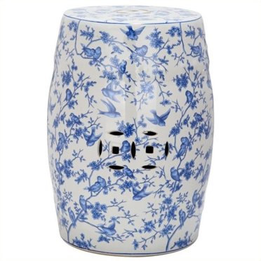 Safavieh Tabouret de Jardin en Céramique avec Motif Bleu