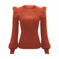 thumbnail image 3 of MESSUEN Chandail à Col Rond pour Femmes Hauts à Volants pour Femmes Chandails à Enfiler Chandails pour Femmes Hauts pour Femmes Mode pour Femmes Chemise Hauts pour Femmes Orange P, 3 of 5