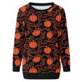 thumbnail image 4 of 50 % de Rabais Liquidation Chandail Surdimensionné pour Femmes 2023 Manches Longues Décontractées Col Rond Hauts Blouse Ample Imprimé Halloween Graphique Chandail, 4 of 6