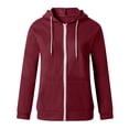 thumbnail image 3 of TIMIFIS Chandail à Capuchon pour Femme Veste Chandail Décontracté à Fermeture Éclair Complète Manches Longues Ample Uni Entraînement Basique Actif Haut à Capuche-Rouge-2-Mfall, 3 of 5