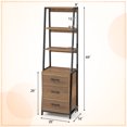 thumbnail image 3 of Gymax Ladder Bookshelf Tall Bookcase w/ 3 Open Shelves Printer Stand 3 Storage Drawers Natural, 3 of 10