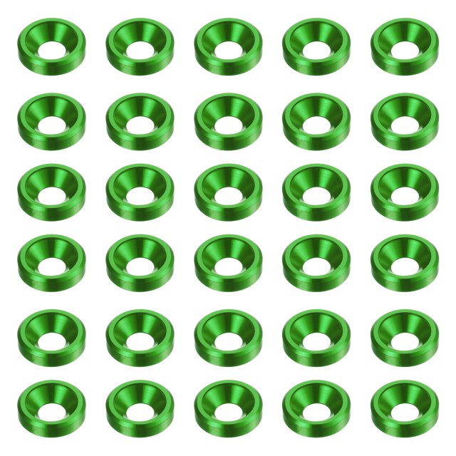 Unique Bargains Lot de 30 Rondelles à Encastrer M3 en Alliage d'Aluminium Anodisé pour Finition, Vert