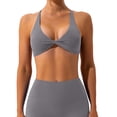 thumbnail image 1 of 1 Set Chinlon Nylon Sports Underwear Solid Color Replacement Breathable Wire Free Running Jogging Bodybuilding Vest Bra Silver Grey S, 1 of 6