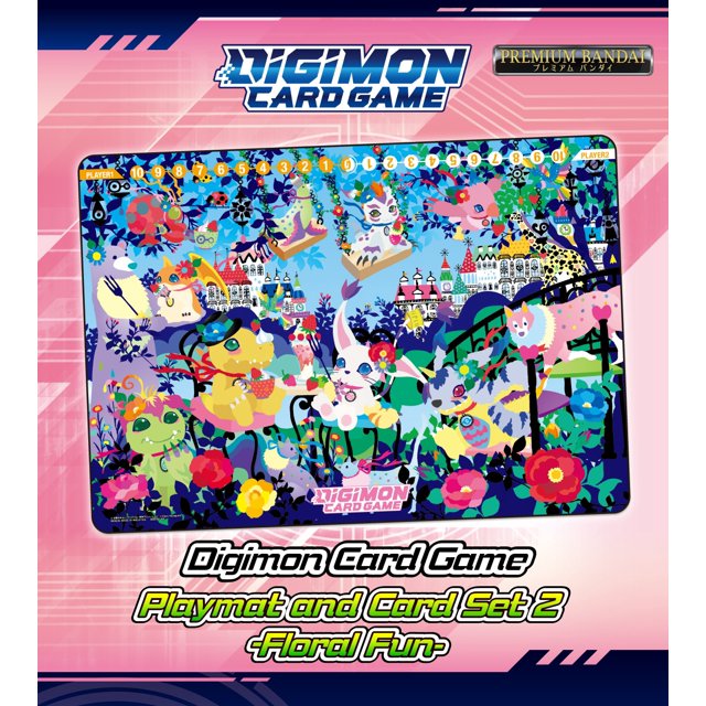 Digimon Jeu de Cartes : Tapis de Jeu et Ensemble de Cartes 2 - Amusement Floral