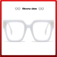 thumbnail image 2 of Fashionable Oversized Blue Light Blocking Glasses - Big Square Frame, Metal Accents, Protect Eyesight, Comfortable Fit, 2 of 5