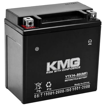 KMG YTX14-BS Batterie Étanche Sans Entretien Haute Performance 12V SMF Remplacement OEM Moto Sports Motorisés VTT Trottinette