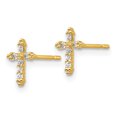 thumbnail image 2 of 14K Yellow Gold Madi K CZ Children's Cross Post Earrings, 2 of 2