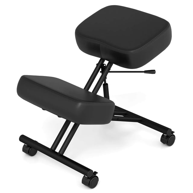 Costway 1 Pce Chaise Agenouilloir à Hauteur Réglable avec Siège Incliné pour Soulager la Douleur Roues Universelles