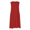 thumbnail image 3 of Ovzne Robes d'Été pour Femmes Robe pour Femme Robe Unie en Coton et Lin Texture Sans Manches Mi-Longue Robe Grande Taille Liquidation, 3 of 5