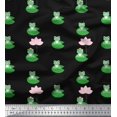 thumbnail image 1 of Soimoi Rayon Fabric Lotus & Frog Kids Print Fabric by Yard 56 Inch Wide, 1 of 3