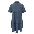 thumbnail image 5 of XDZJLR Robes pour Femmes Manches Courtes Boutonnée Fluide Jupe en Denim à Volants, 5 of 5