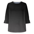 thumbnail image 3 of Plebaso Womens Summer Tops Ruffle 3/4 Length Sleeve Round Neck Shirts Pleated Casual Loose Tunic Blouses, 3 of 6