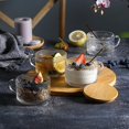 thumbnail image 4 of 4pcs Set Vintage Coffee Mugs gifts for women, Overnight Oats Containers with Bamboo Lids and Spoons - 14oz Clear Embossed Glass Cups, Cute Coffee Bar Accessories, Iced Coffee Glasses Clear 4 Pack, 4 of 5