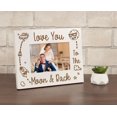 thumbnail image 4 of Darling Souvenir Made With Love Engraved Table Top Photo Frame Wooden Love You Moon & Back Quotes White Picture Frame Gift For Brothers Day, 4x6 Inches Horizontal Photo Size, 4 of 8