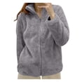 thumbnail image 1 of Kcodviy Veste en Molleton Unie pour Femme avec Poches Intérieures, Col de Veste à Fermeture à Glissière, Veste pour Femme Confortable, Vêtement d'Extérieur, 1 of 3