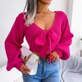 thumbnail image 2 of Hauts à Manches Longues pour Femmes Mode Automne Hiver Blouse Unie à Manches Longues Col en V Nœud Papillon Pull Hauts pour Femmes Manches Longues Blouse à Manches Longues pour Femmes Mode Hauts pour Femmes, 2 of 8