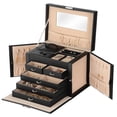 thumbnail image 1 of Womens Lockable Jewellery Boxes Organizers, 20 Compartments Multi-Layer Leather Storage Case for Earrings Rings Necklace, 1 of 7