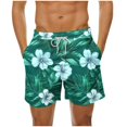 thumbnail image 2 of Swim Trunks for Men, Hawaiian Print Quick-Dry Polyester with Elastic Waistband and Drawstring, UPF 50+, Mesh Lined, 2 Slanted Pockets, 2 of 6