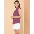 thumbnail image 4 of INSPIRE CHIC Women's Sleeveless Blouse Ruffled Pleated Wear-to-Work Chic Blouse S Dark Purple, 4 of 6