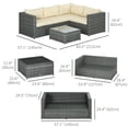 thumbnail image 3 of Outsunny 3 Pieces Garden Rattan Furniture Set with Cushions, Beige, 3 of 10