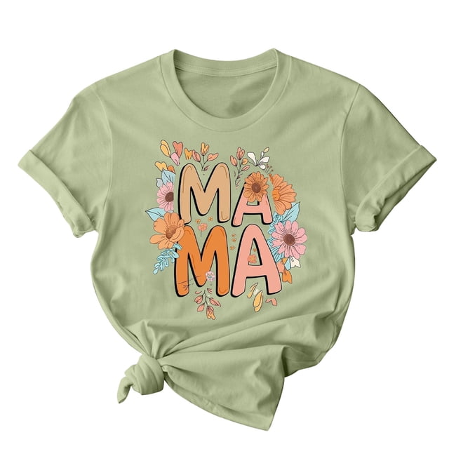 RKSTN Hauts d'Été pour Femmes Décontractés Coupe Ample Polyvalents T-Shirts Graphiques Mode à Imprimé Floral Respirants Manches Courtes Col Rond T-shirt Blouses, Cadeaux de la Fête des Mères