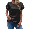 thumbnail image 1 of EQWLJWE Hauts d'Été pour Femmes Hauts pour Femmes Liquidation Mode T-Shirt d'Été pour Femme à Col Rond Uni à Manches Courtes Aguichant Blouse, 1 of 5
